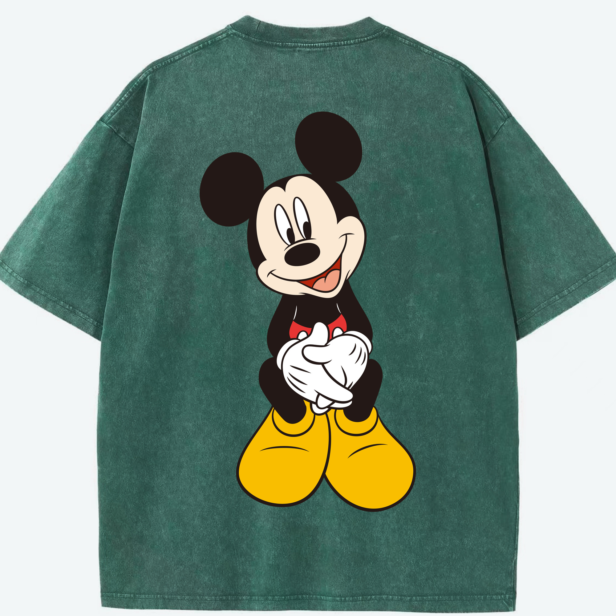 （画像用） ミッキーマウス Mickey Mouse 綿100% ヴィンテージ風 半袖Tシャツ（背面プリント）